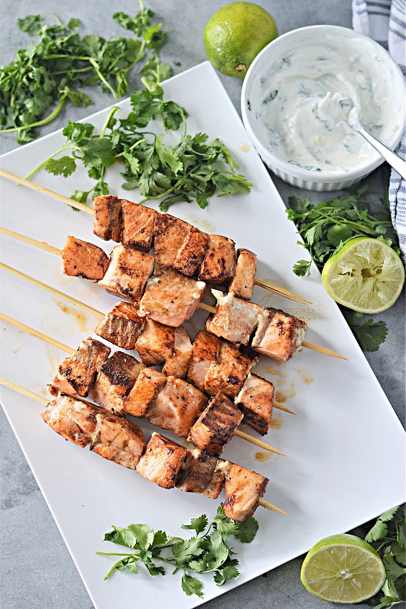 Low-Carb Cilantro Lime Salmon Skewers