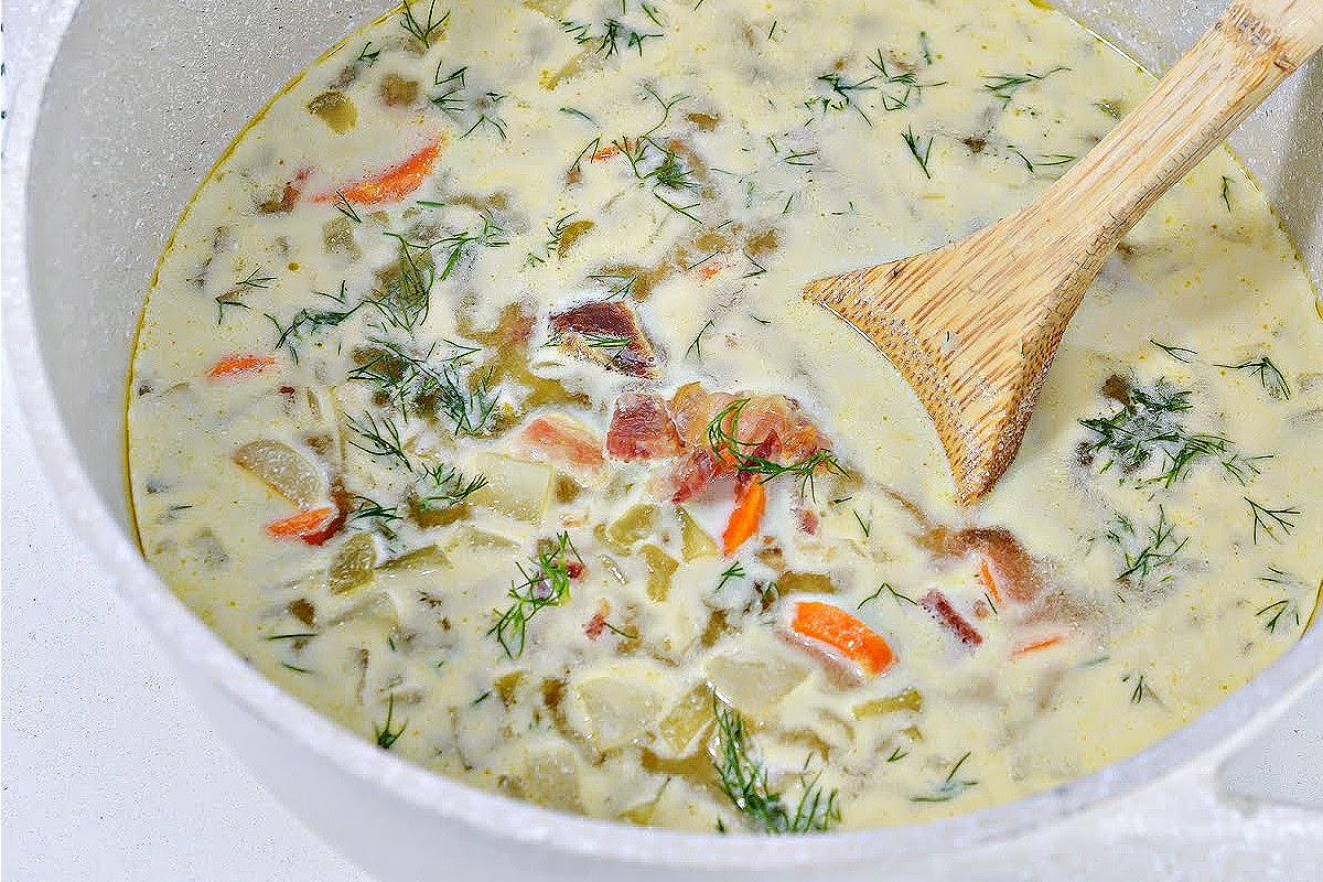Low-Carb Dill Pickle Soup With Bacon