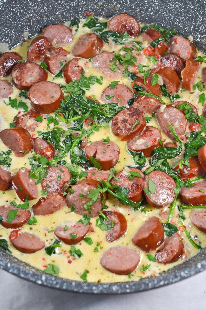 Creamy Keto Tuscan Sausage Skillet - Easy Keto Dinner Idea