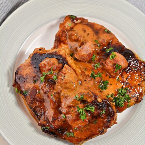 Keto Pork Chops In Tomato Cream Sauce - Easy Low Carb Dinner