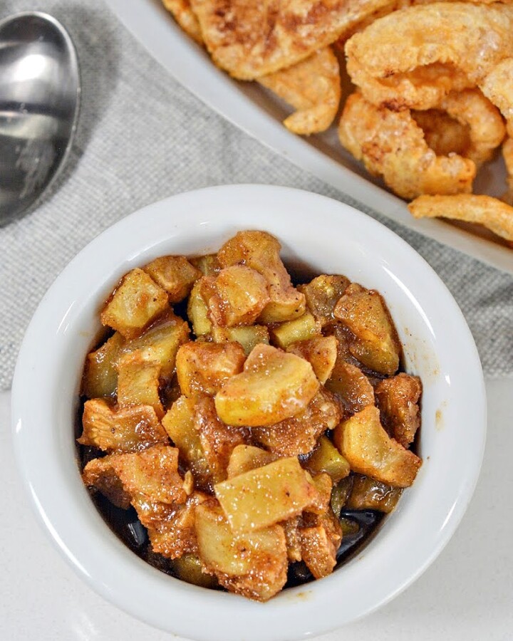 Keto Apple Pie Dip with Cinnamon Pork Rinds