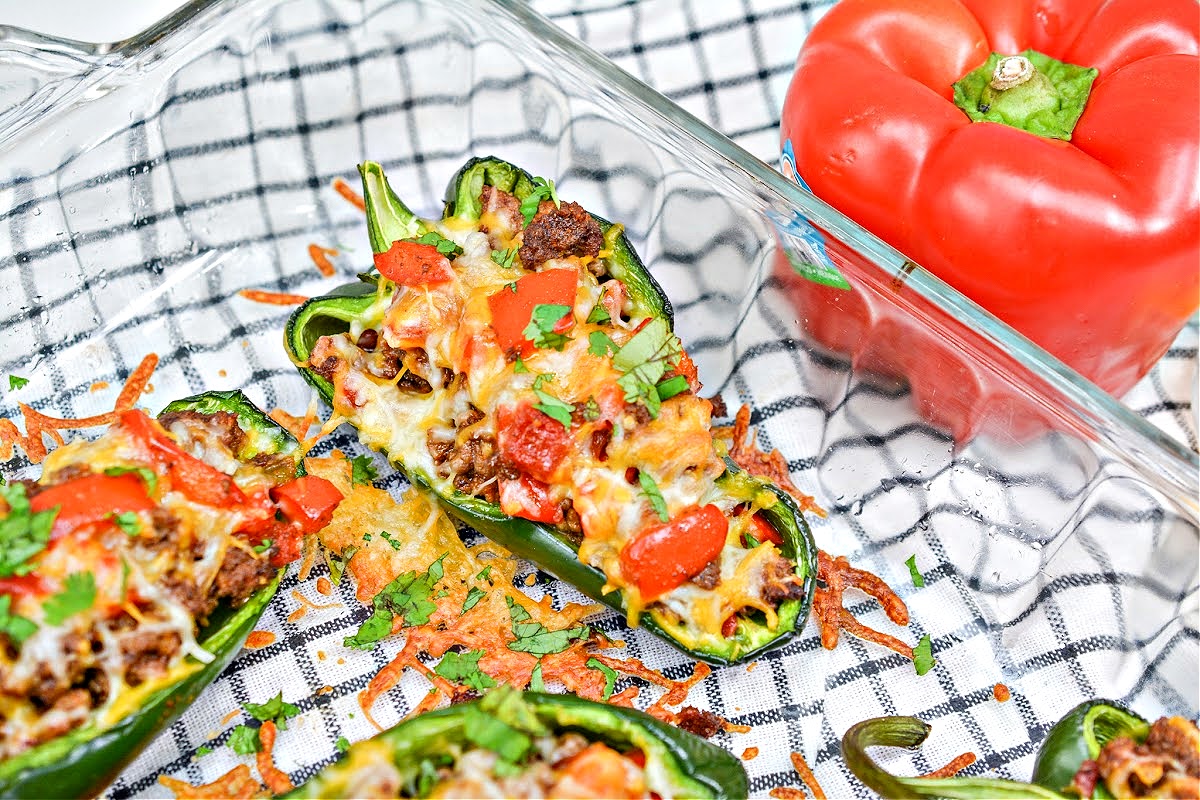 Keto Ground Beef Stuffed Poblano Peppers
