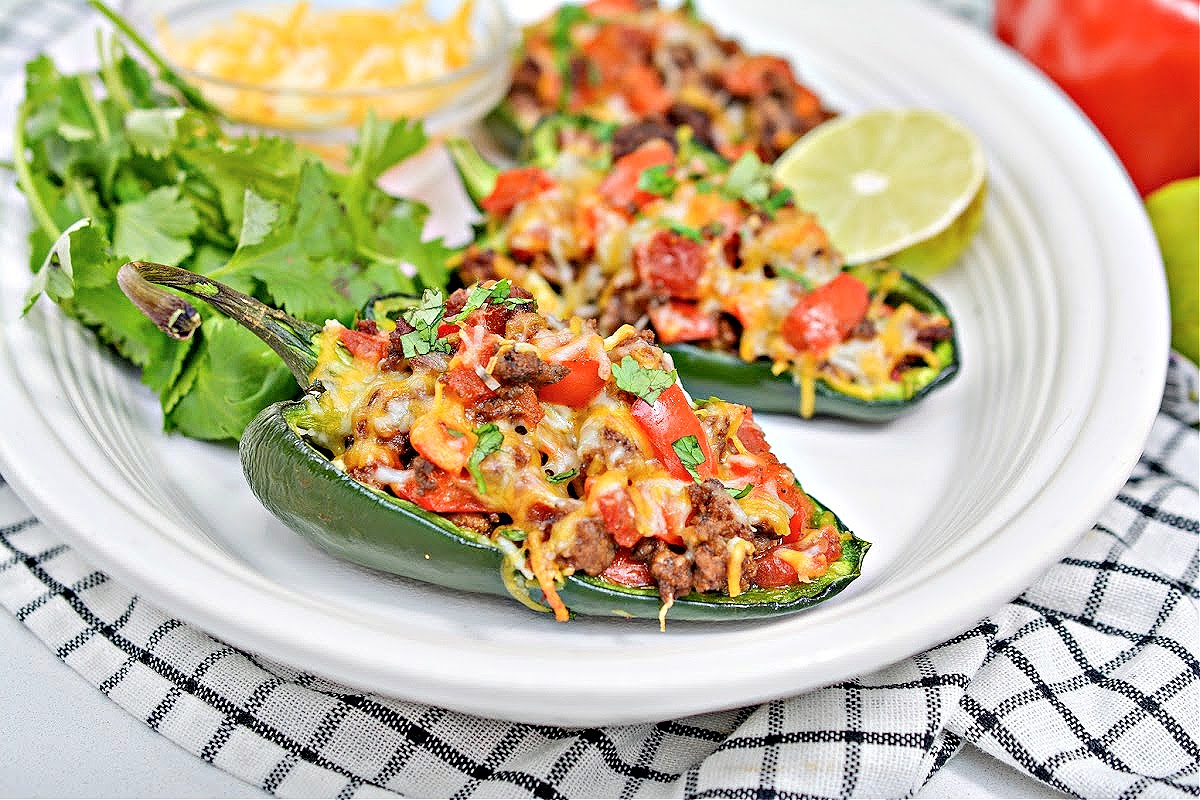Keto Ground Beef Stuffed Poblano Peppers