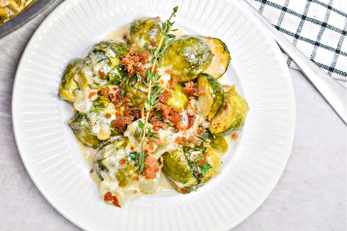 Keto Au Gratin Brussels Sprouts