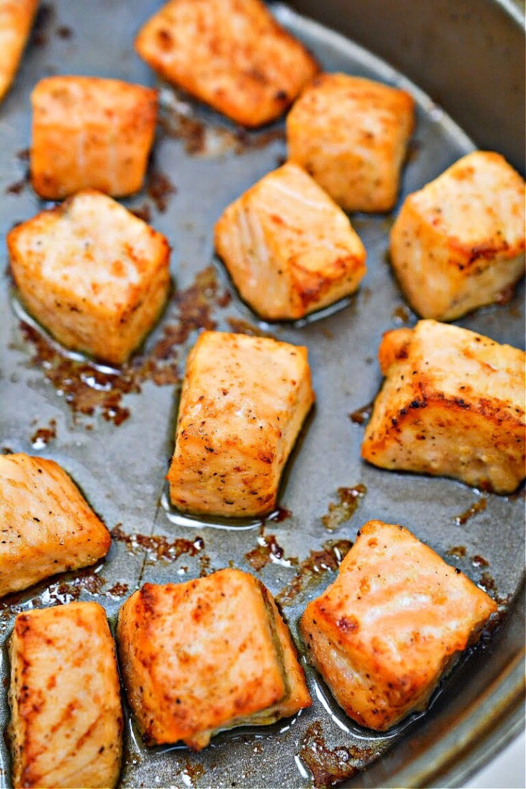 Keto TikTok Air Fryer Salmon Bites With Honey Garlic Sauce