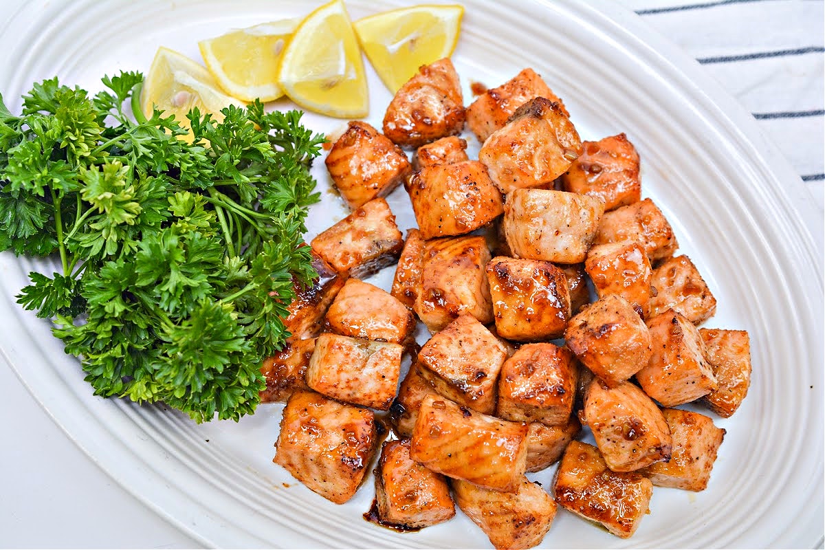 Keto TikTok Air Fryer Salmon Bites With Honey Garlic Sauce