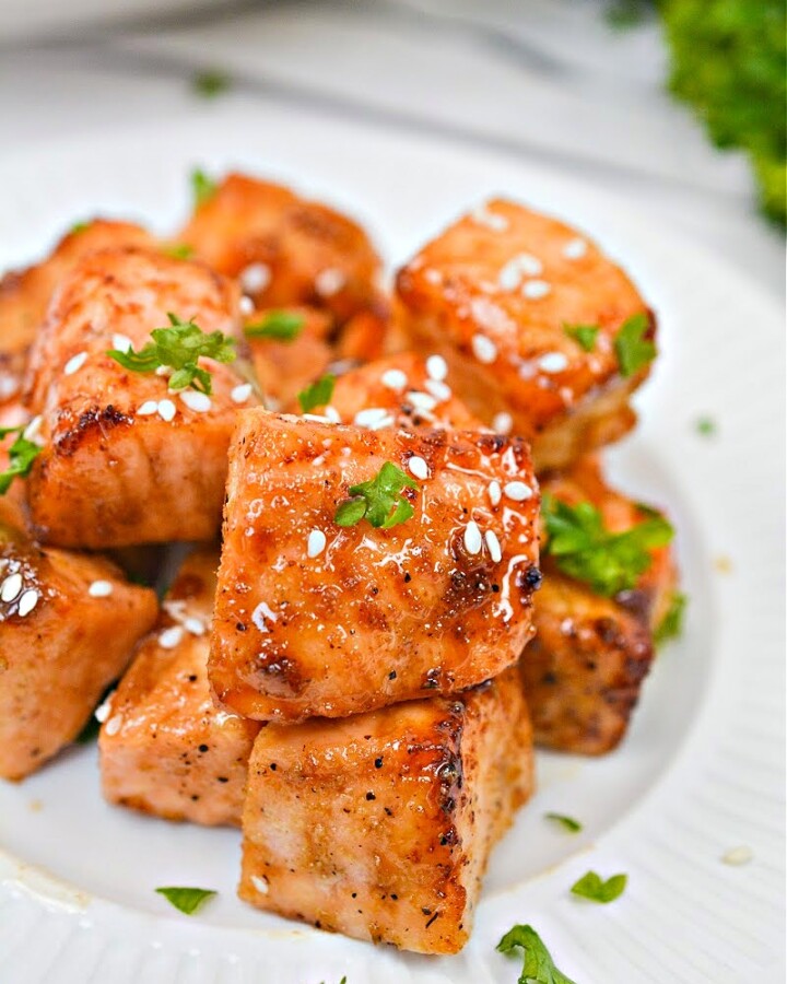 Keto TikTok Air Fryer Salmon Bites With Honey Garlic Sauce