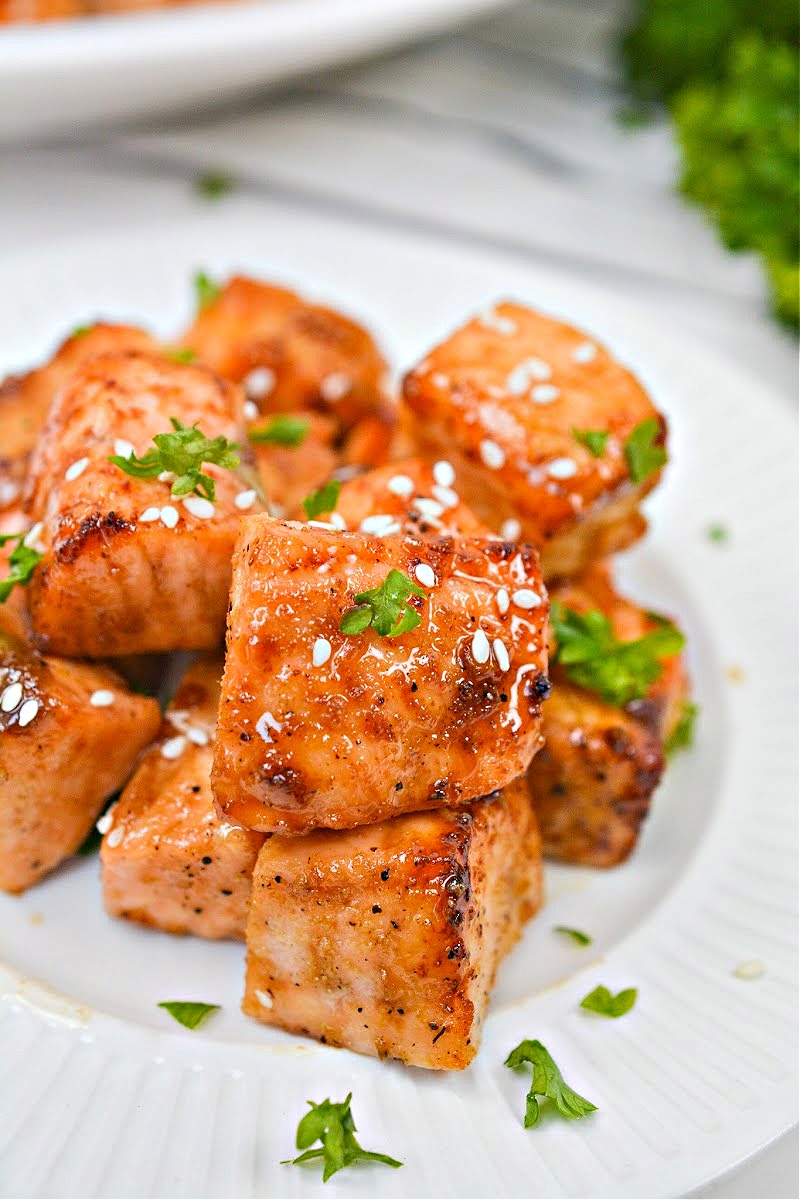 Keto TikTok Air Fryer Salmon Bites With Honey Garlic Sauce