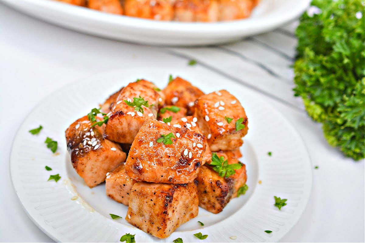 Keto TikTok Air Fryer Salmon Bites With Honey Garlic Sauce