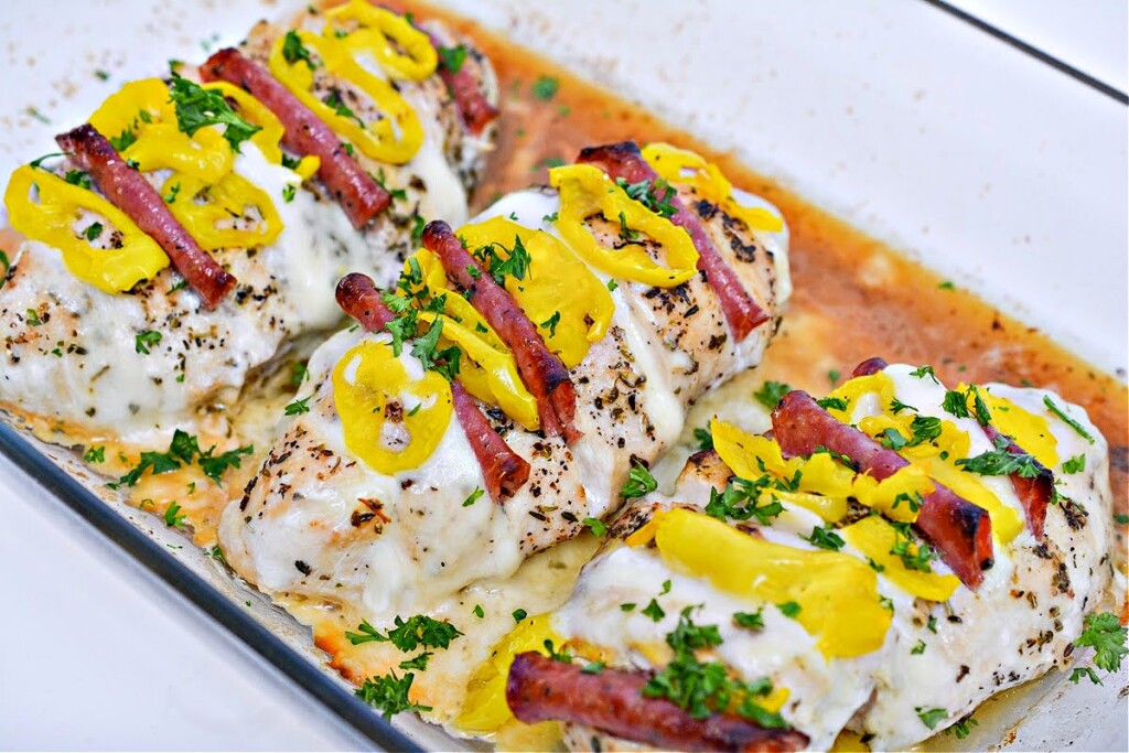 Keto Hasselback Antipasto Stuffed Chicken