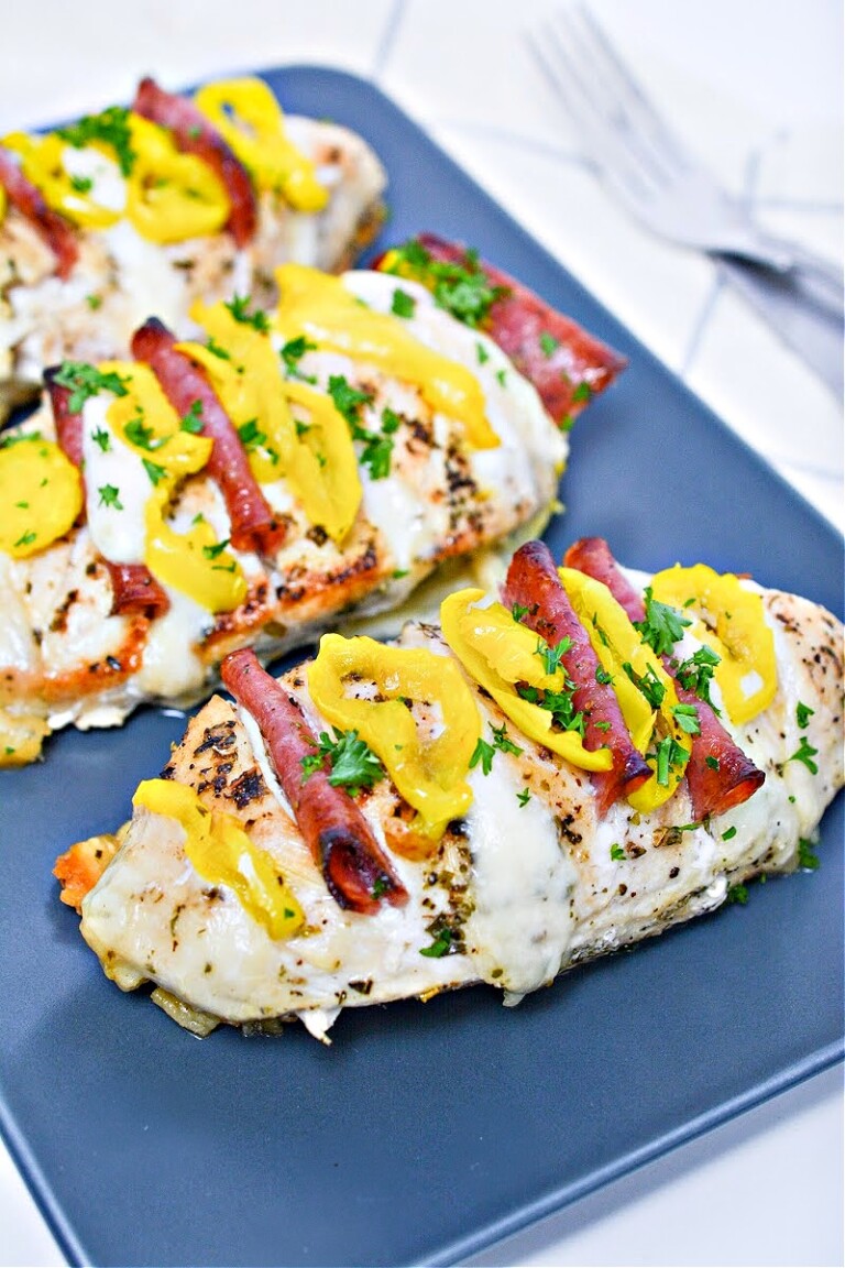 Keto Hasselback Antipasto Stuffed Chicken