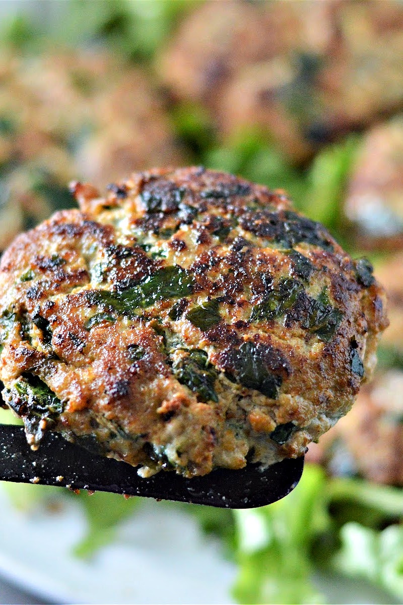 Keto Spinach Feta Turkey Burgers
