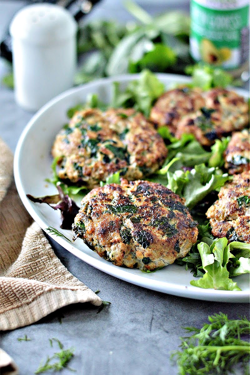 Keto Spinach Feta Turkey Burgers