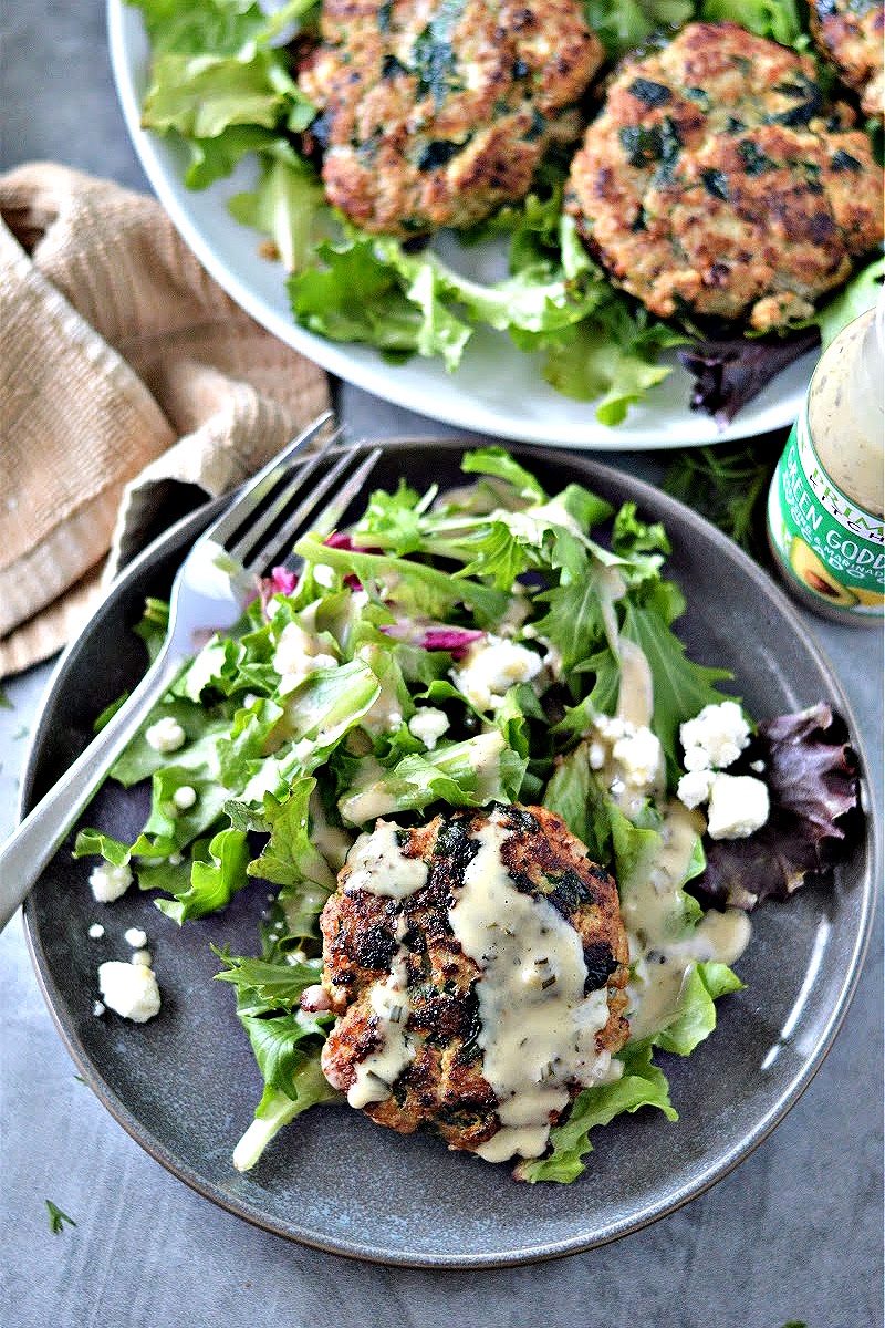 Keto Spinach Feta Turkey Burgers