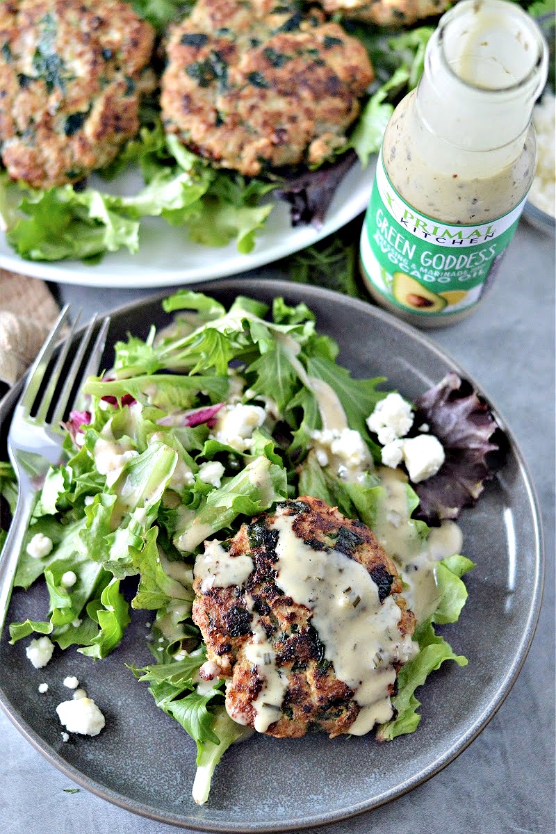 Keto Spinach Feta Turkey Burgers