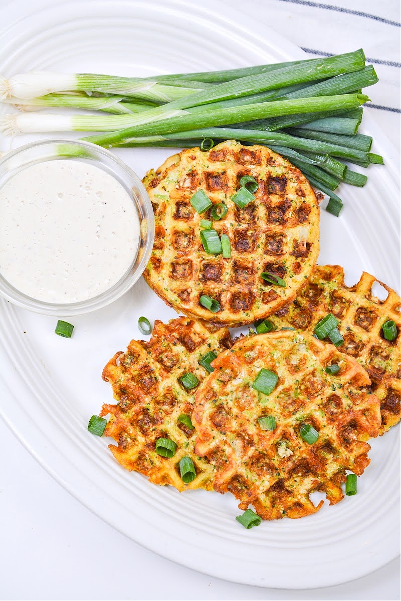 Keto Cheesy Broccoli and Cauliflower Waffles