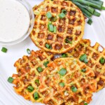 Keto Cheesy Broccoli and Cauliflower Waffles