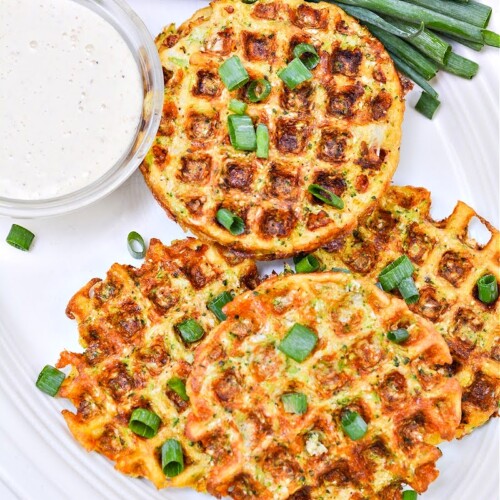 Keto Cheesy Broccoli and Cauliflower Waffles