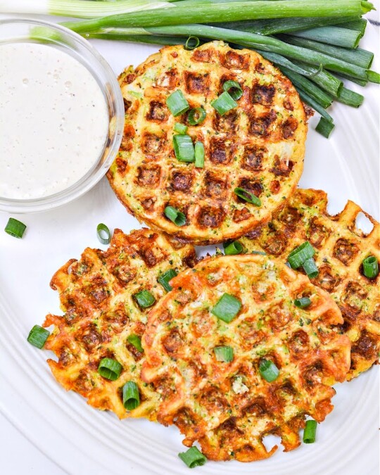 Keto Cheesy Broccoli and Cauliflower Waffles