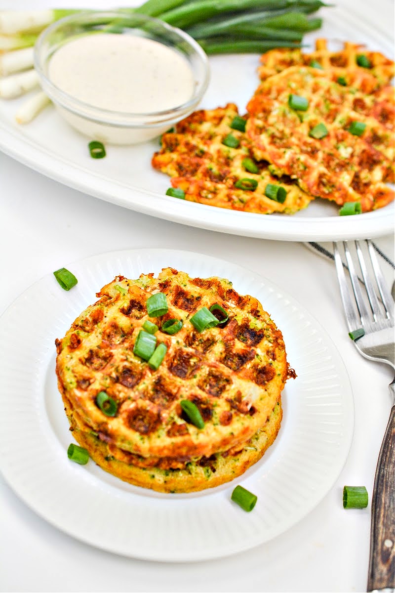 Keto Cheesy Broccoli and Cauliflower Waffles