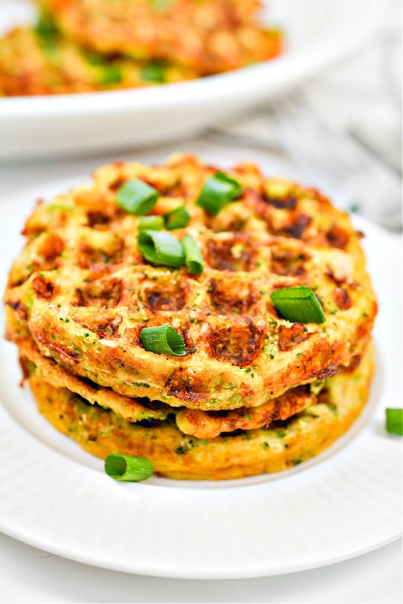 Keto Cheesy Broccoli and Cauliflower Waffles