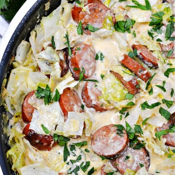 Keto TikTok Cajun Sausage and Cabbage Alfredo