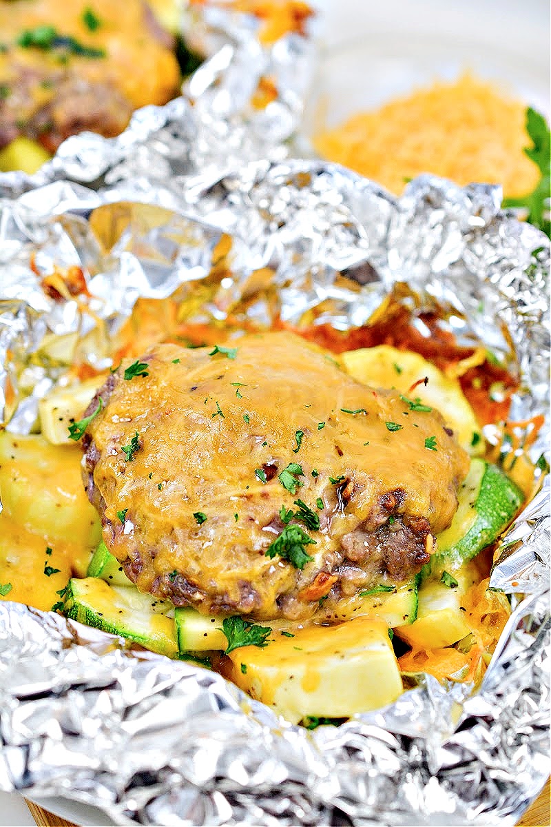 Keto Air Fryer Cheeseburger foil packet