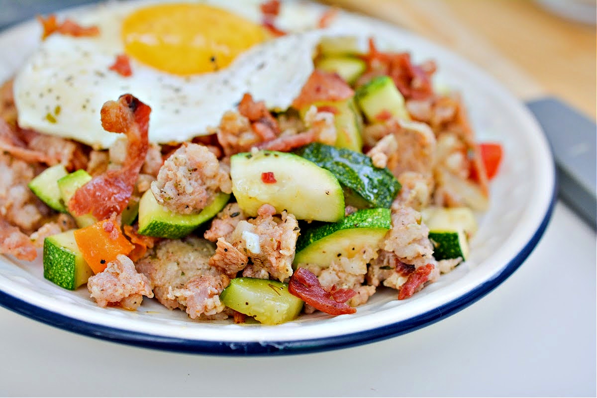 Close up of Keto Zucchini Breakfast Hash