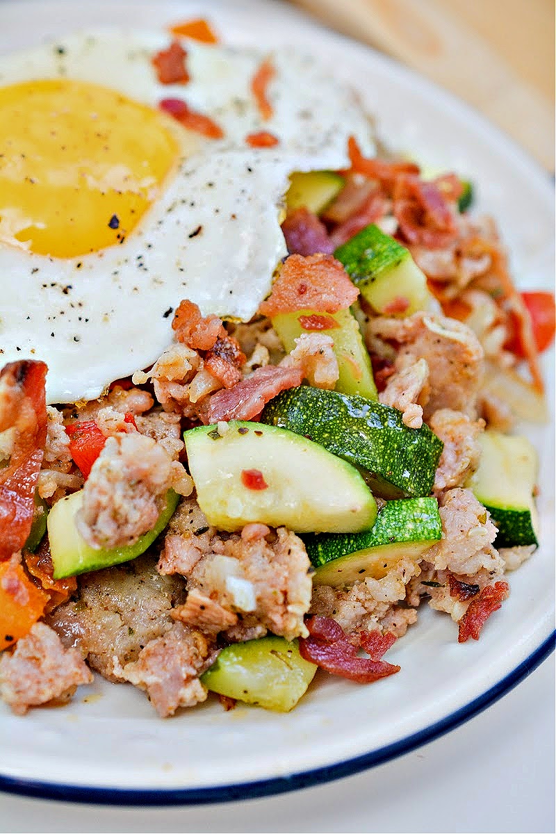 A plate of Keto Zucchini Breakfast Hash