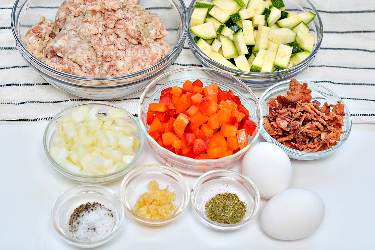Ingredients for Keto Zucchini Breakfast Hash