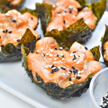 Salmon Sushi Nori Cups on a plate