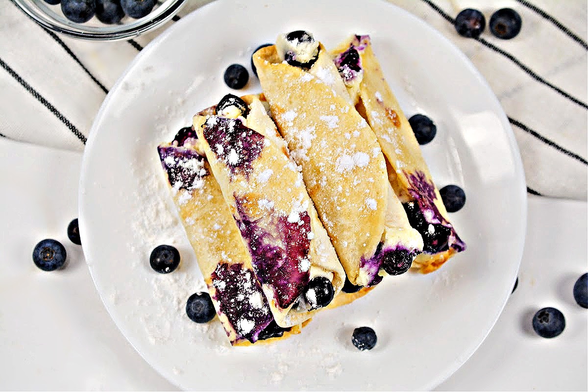 Crispy Keto Blueberry Cream Cheese Roll-Ups from above