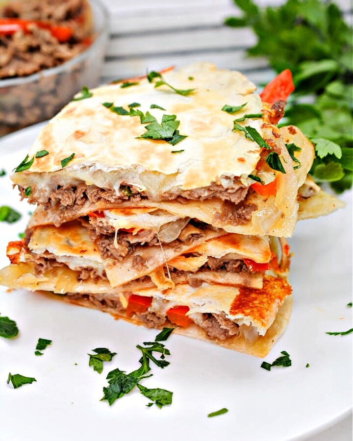 Keto Loaded Philly Cheesesteak Quesadillas