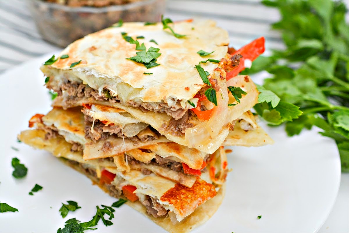 Keto Loaded Philly Cheesesteak Quesadillas