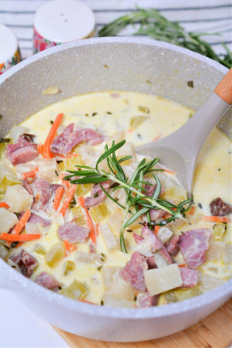 Creamy Keto Ham Bone and Veggie Soup