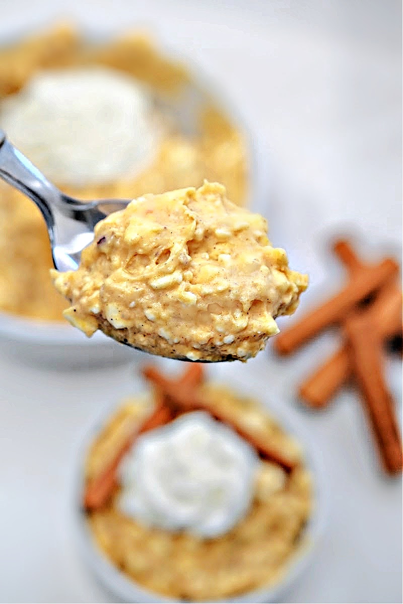 A spoonful of Keto Pumpkin Pudding With Cottage Cheese