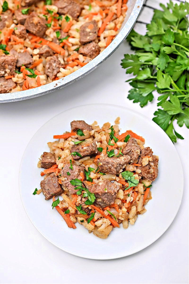 Low-Carb Beef Cauliflower Rice Pilaf