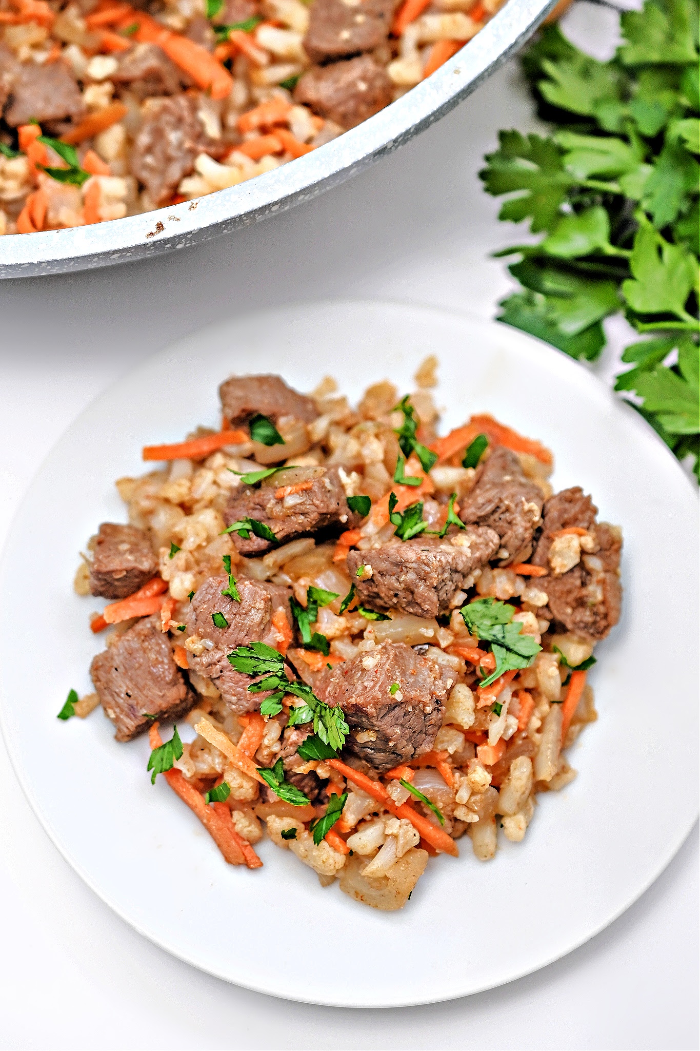 Low-Carb Beef Cauliflower Rice Pilaf