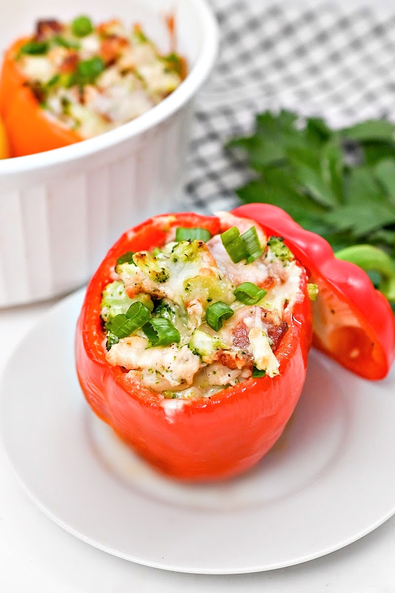 Keto Ranch Chicken and Broccoli Stuffed Peppers
