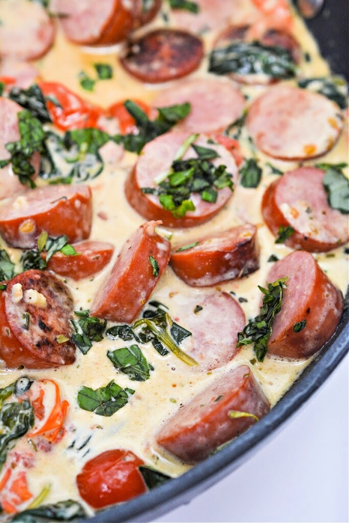Keto Creamy Italian Smoked Sausage Skillet - Ready In 30 Minutes