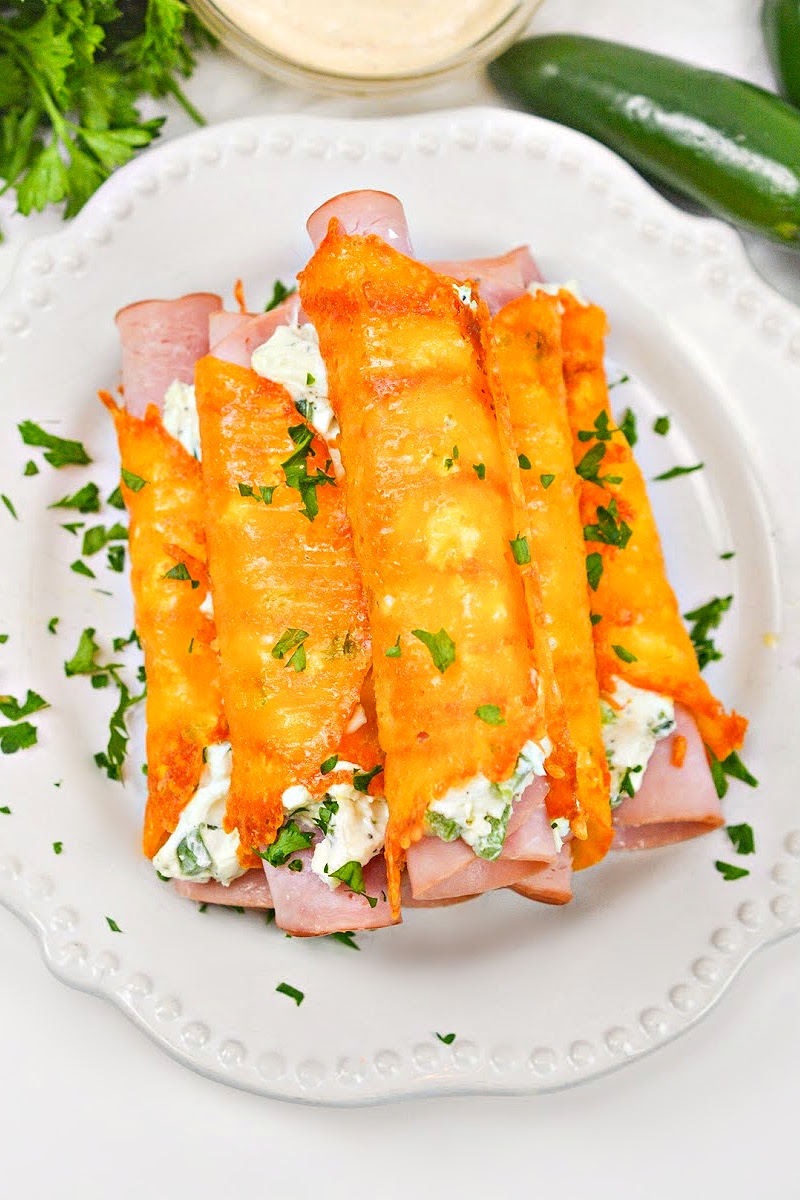 Keto Ham and Cheese Jalapeno Cream Cheese Roll Ups