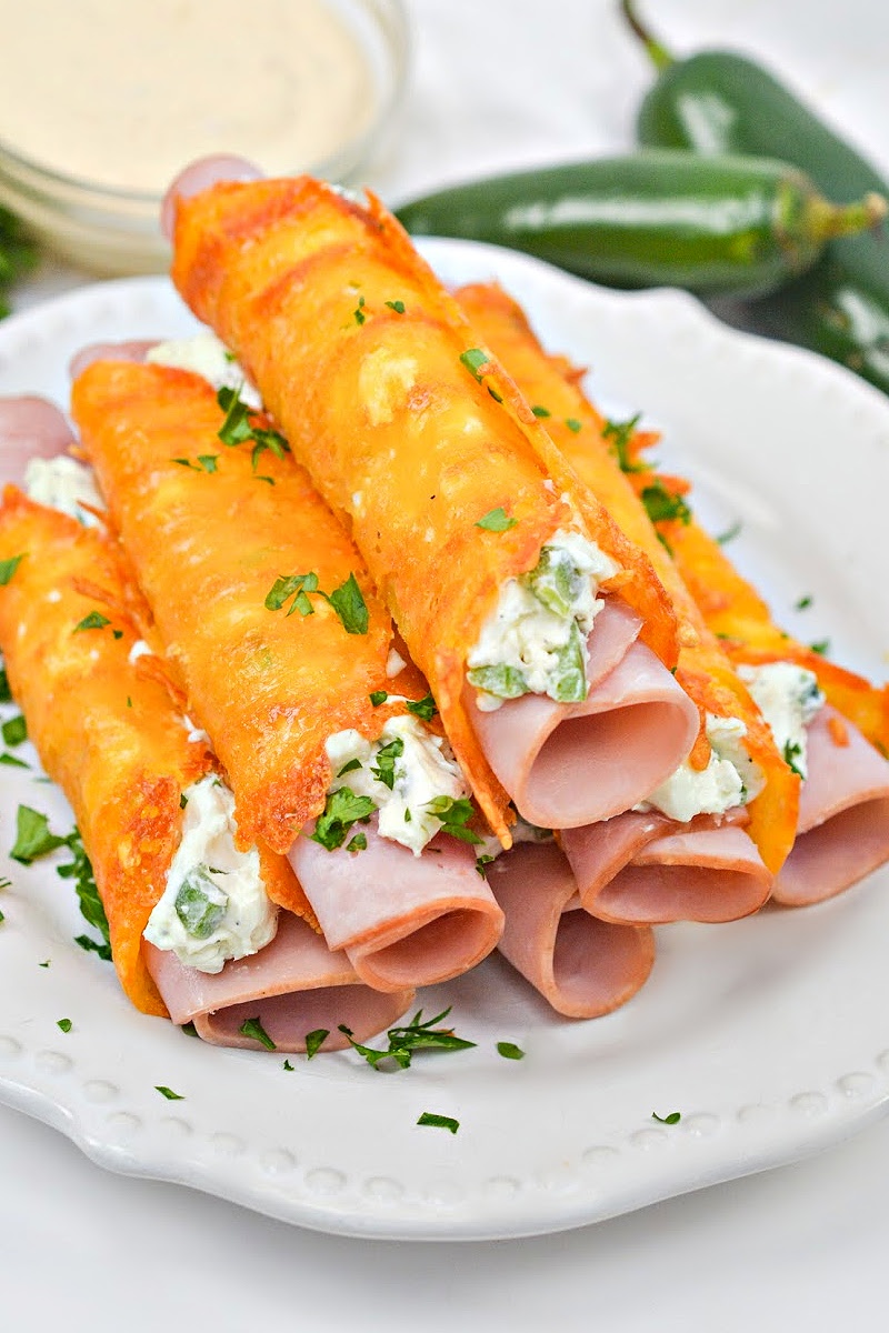 Keto Ham and Cheese Jalapeno Cream Cheese Roll Ups