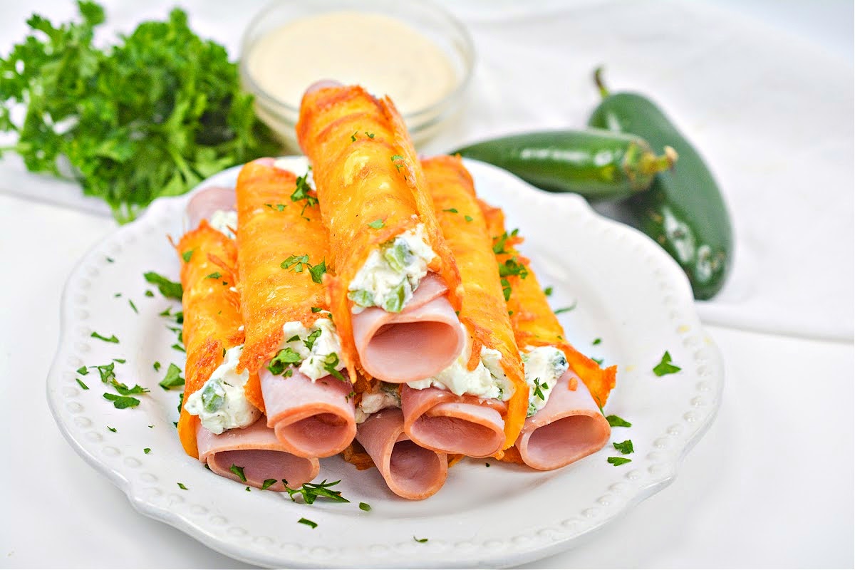 Keto Ham and Cheese Jalapeno Cream Cheese Roll Ups