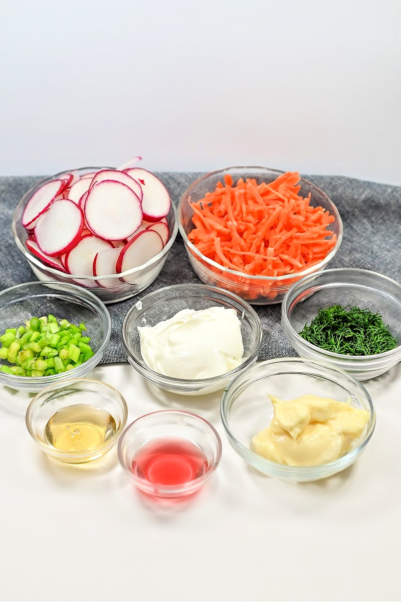 Low Carb Keto Carrot and Radish Salad Ingredients