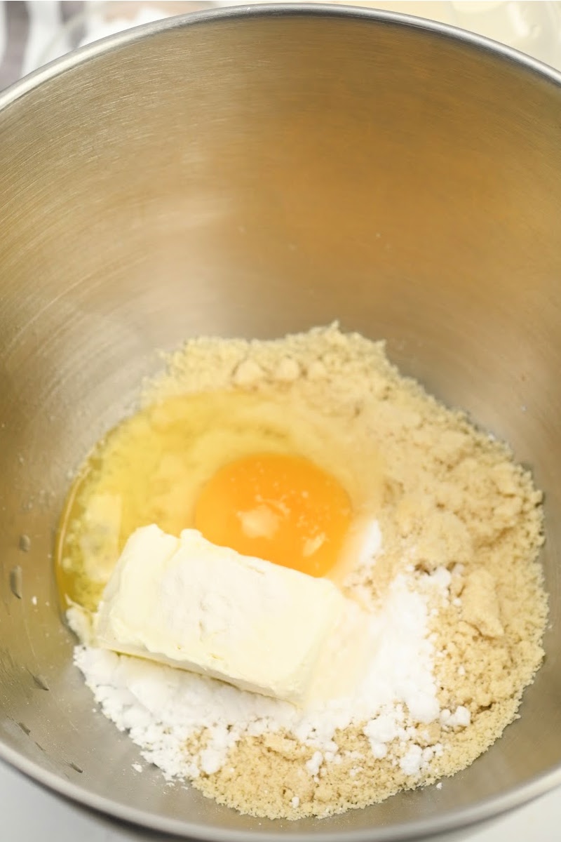 Mixing the ingredients for the keto pie crust