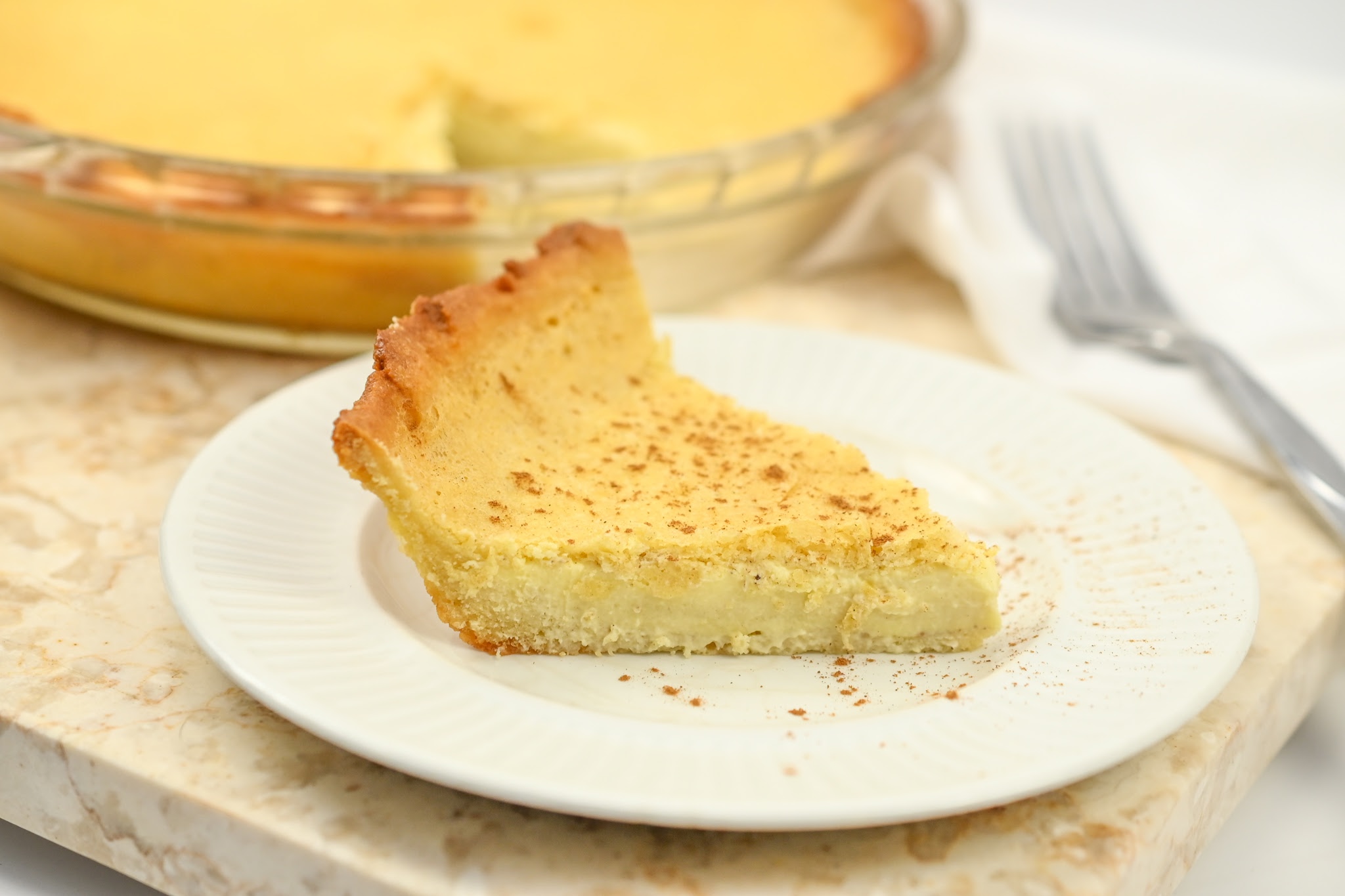 A slice of Keto Custard Pie