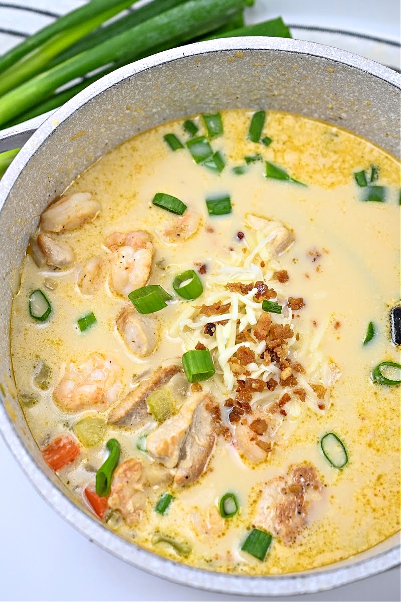 Keto Cajun Chicken & Shrimp Soup