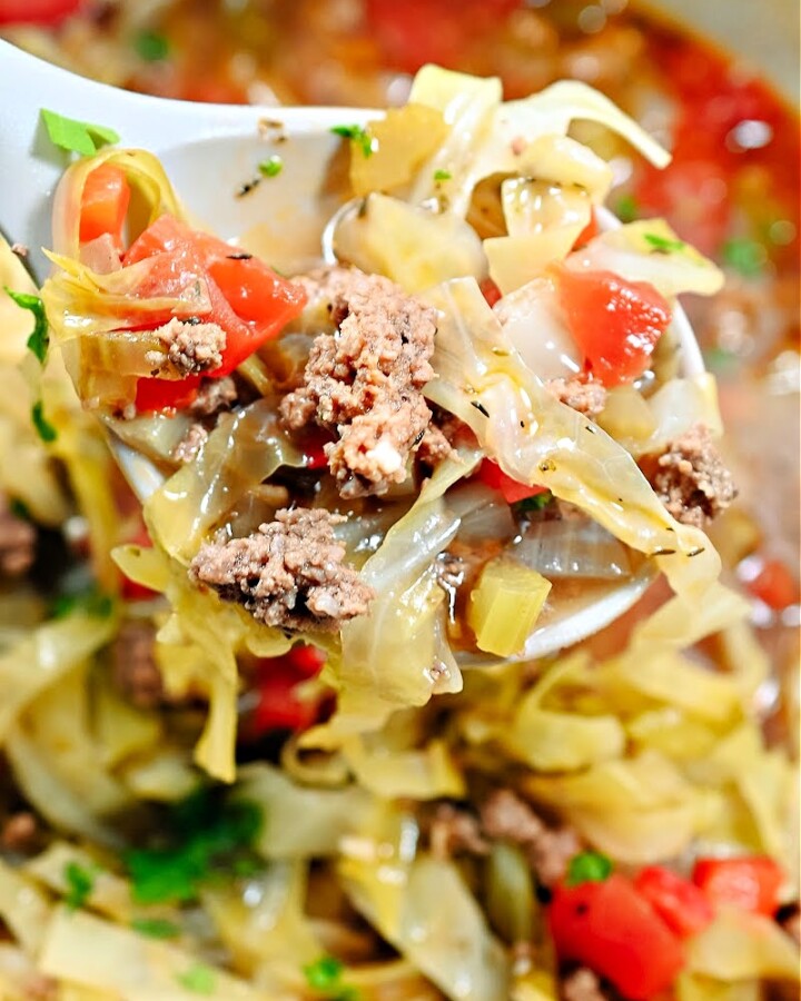 Keto Beef and Cabbage Noodle Soup