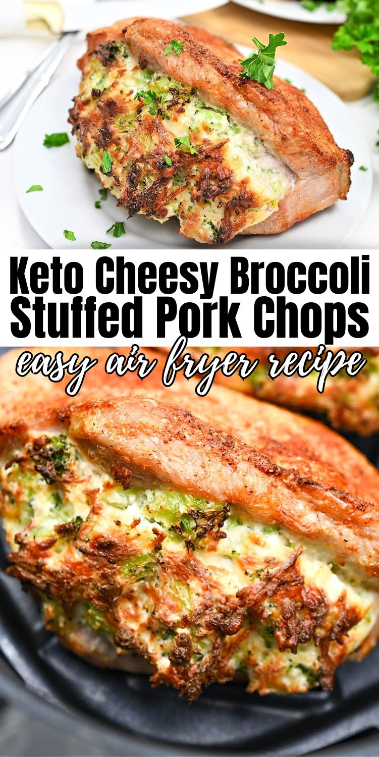 Keto Cheesy Broccoli Stuffed Pork Chops