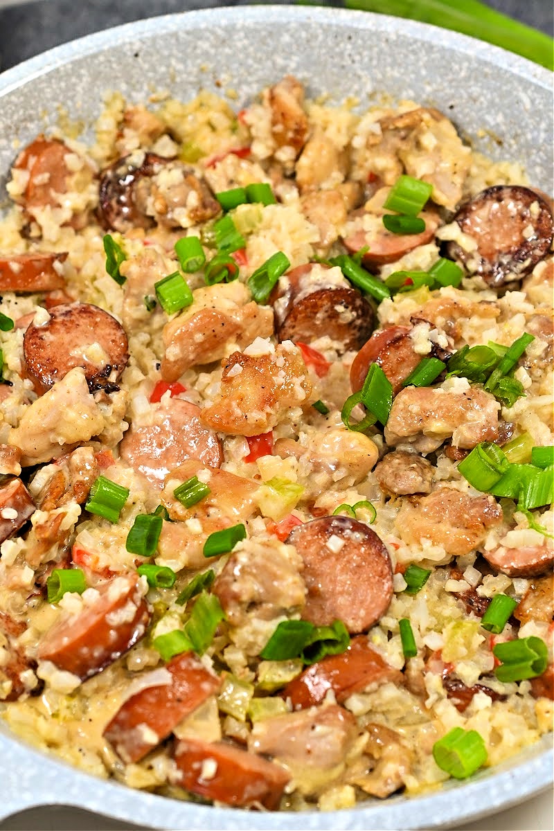 Keto Sausage and Chicken Cajun Alfredo Skillet